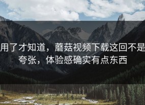用了才知道，蘑菇视频下载这回不是夸张，体验感确实有点东西