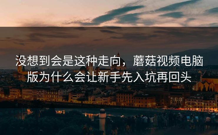 没想到会是这种走向，蘑菇视频电脑版为什么会让新手先入坑再回头