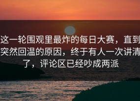这一轮围观里最炸的每日大赛，直到突然回温的原因，终于有人一次讲清了，评论区已经吵成两派