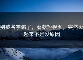 别被名字骗了，蘑菇短视频，突然火起来不是没原因