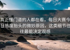 真正懂门道的人都在看，每日大赛今日热度抬头的微妙原因，这类细节往往最能决定观感