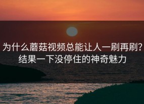为什么蘑菇视频总能让人一刷再刷？结果一下没停住的神奇魅力