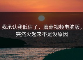 我承认我低估了，蘑菇视频电脑版，突然火起来不是没原因