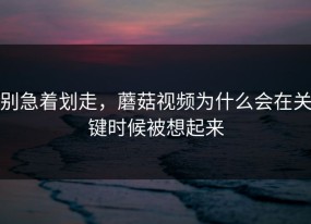 别急着划走，蘑菇视频为什么会在关键时候被想起来
