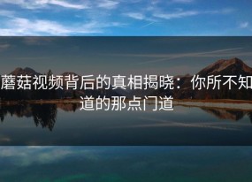 蘑菇视频背后的真相揭晓：你所不知道的那点门道