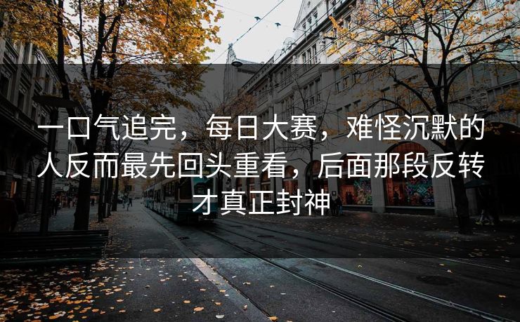一口气追完，每日大赛，难怪沉默的人反而最先回头重看，后面那段反转才真正封神