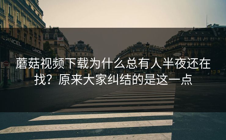 蘑菇视频下载为什么总有人半夜还在找？原来大家纠结的是这一点