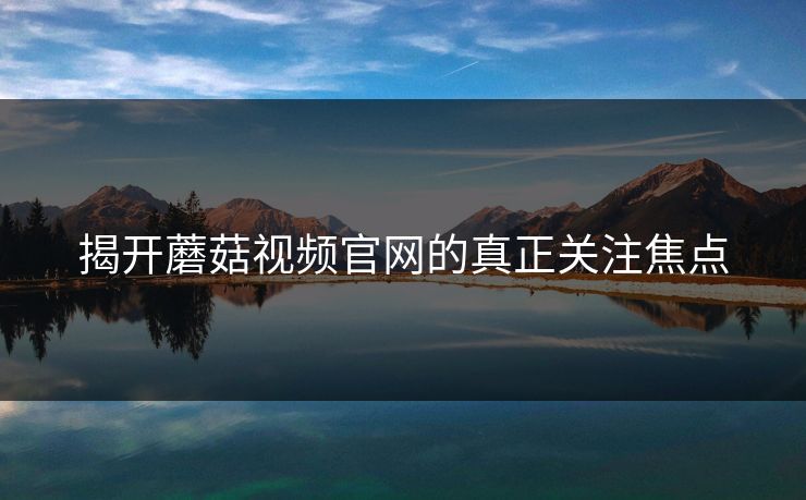 揭开蘑菇视频官网的真正关注焦点