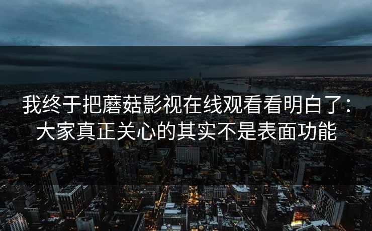 我终于把蘑菇影视在线观看看明白了：大家真正关心的其实不是表面功能