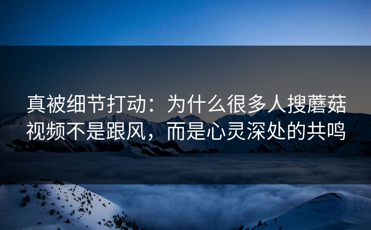 真被细节打动：为什么很多人搜蘑菇视频不是跟风，而是心灵深处的共鸣