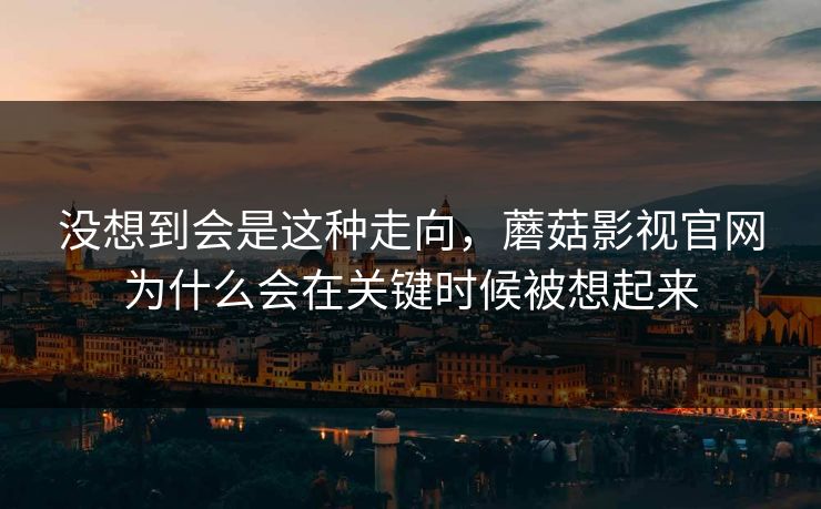 没想到会是这种走向，蘑菇影视官网为什么会在关键时候被想起来