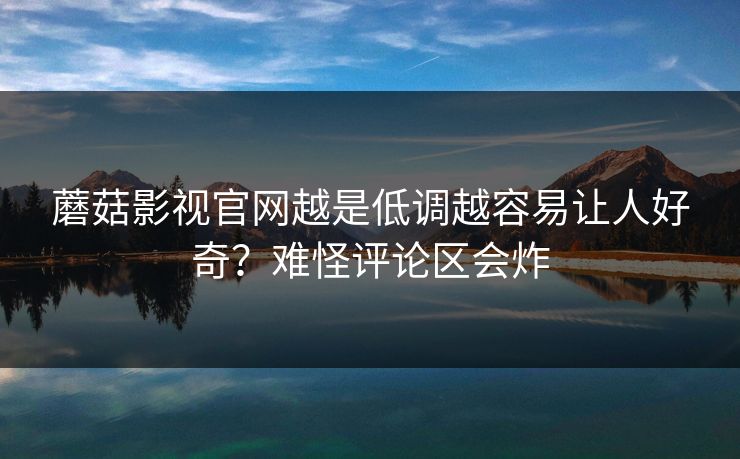 蘑菇影视官网越是低调越容易让人好奇？难怪评论区会炸